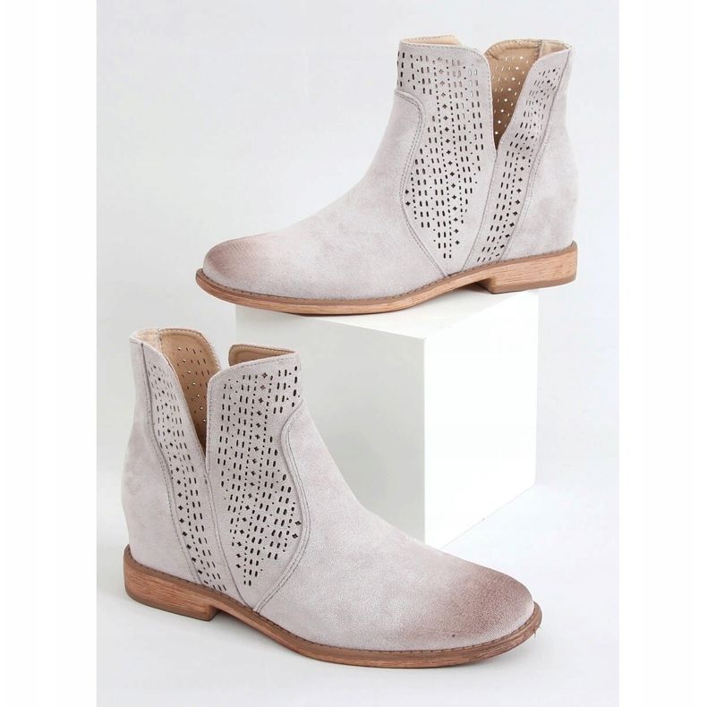 Gray openwork boots NC1123 Gray grey 1