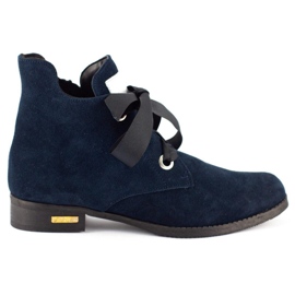 Olivier Boots with a ribbon insulated Flora navy blue 1