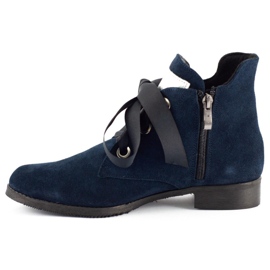 Olivier Boots with a ribbon insulated Flora navy blue 2