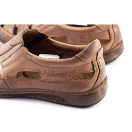 ŁUKPOL Men's openwork shoes 978 for summer brown 1