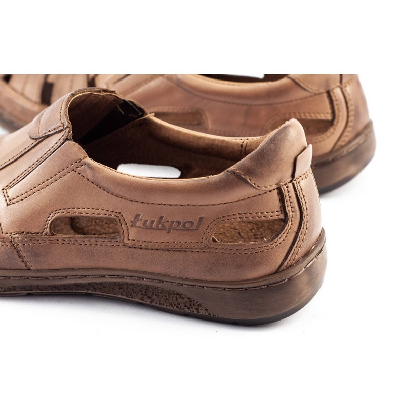 ŁUKPOL Men's openwork shoes 978 for summer brown 1