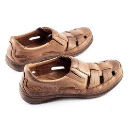 ŁUKPOL Men's openwork shoes 978 for summer brown 2