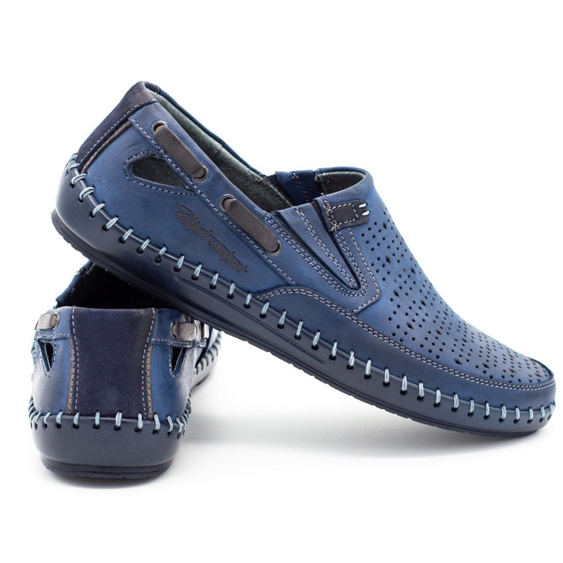 Polbut Men's shoes openwork loafers J68L navy blue 2 Polbut Men's shoes openwork loafers J68L navy blue 2