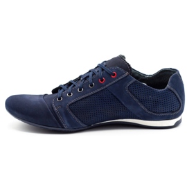 Lemar Men's leather shoes 882 navy blue 1