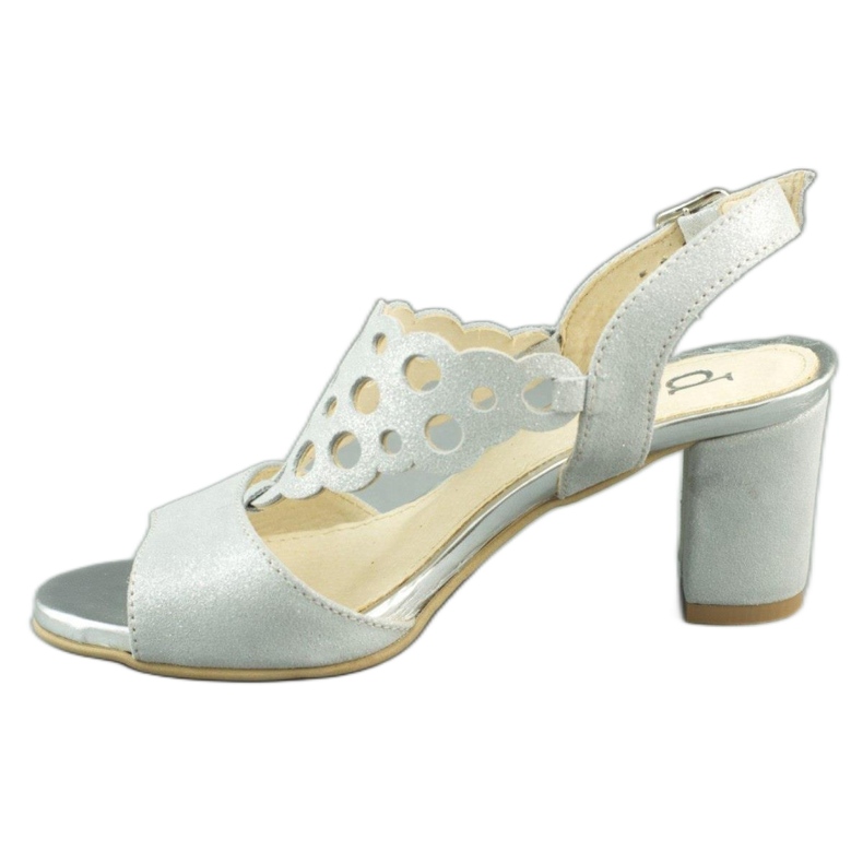 Dolce Pietro Women's suede sandals on the post 2083 in white and silver multicolored 1