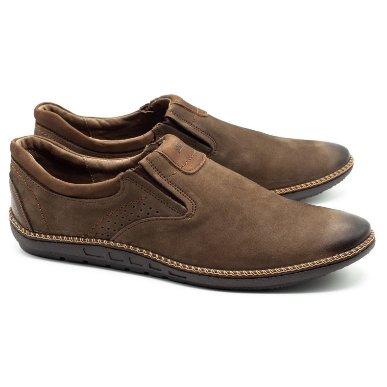 Joker Men's shoes, leather moccasins 937 olive brown 1