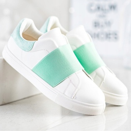 SHELOVET Slip-on shoes with an elastic band white green 1
