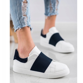 SHELOVET Slip-on shoes with an elastic band white navy blue 1 SHELOVET Slip-on shoes with an elastic band white navy blue 1