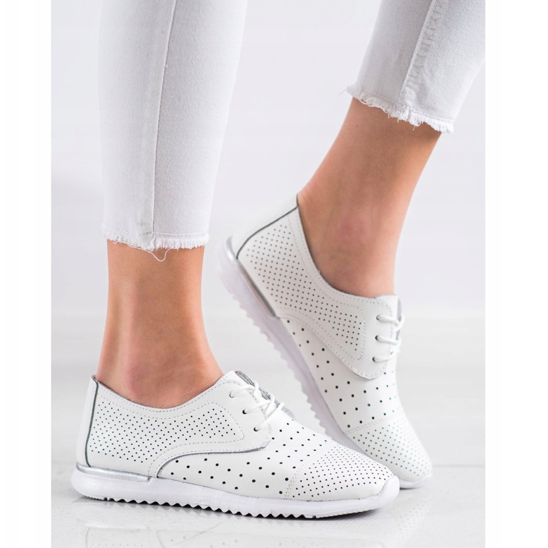 Kylie Openwork leather shoes white 1