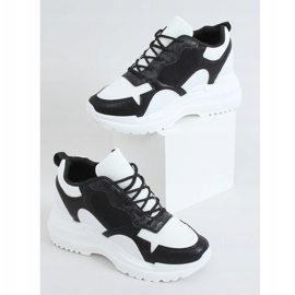 Black and white wedge sports shoes 3171 Black 1