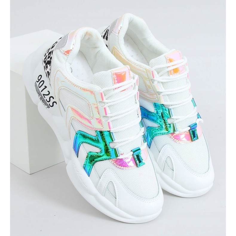 White sports shoes B0-233 Yellow multicolored 1 White sports shoes B0-233 Yellow multicolored 1