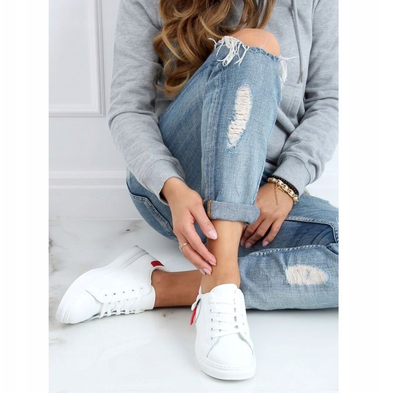 Women's sneakers white and red LA132P Red 2