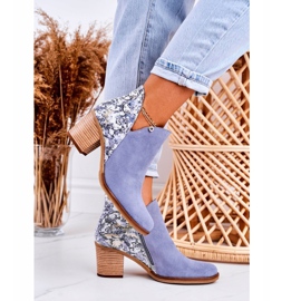 Women's leather boots on a high heel Maciejka Light Blue 04492 2 Women's leather boots on a high heel Maciejka Light Blue 04492 2