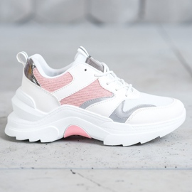 SHELOVET Stylish Merlin Sneakers white pink silver 2