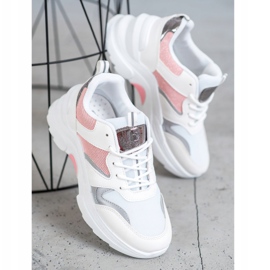 SHELOVET Stylish Merlin Sneakers white pink silver 3