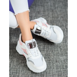 SHELOVET Stylish Merlin Sneakers white pink silver 4