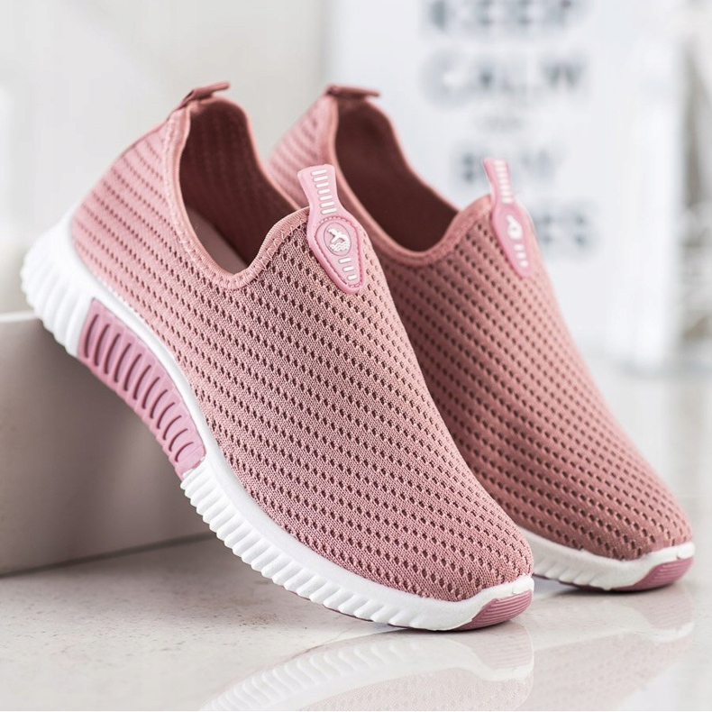 SHELOVET Comfortable Textile Sneakers pink 1