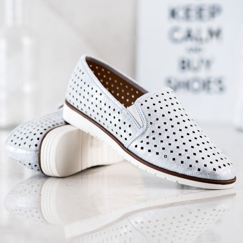 Kylie Shiny Openwork Slipons silver 2