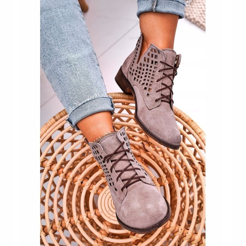 Nicole Women's Openwork Suede Cappuccino Susannah Boots brown 1