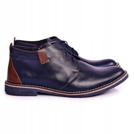 Gejms Navy Blue Men's Ferens Leather Warm Boots brown 1
