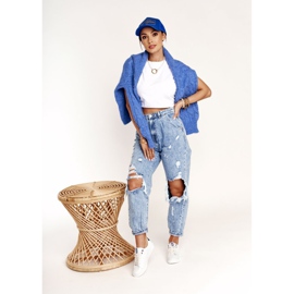 Women's Leather Sneakers Big Star BB274211 White and Navy Blue 1 Women's Leather Sneakers Big Star BB274211 White and Navy Blue 1