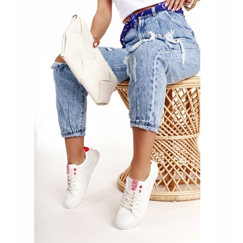 Women's Leather Sneakers Big Star BB274210 White and Red 1
