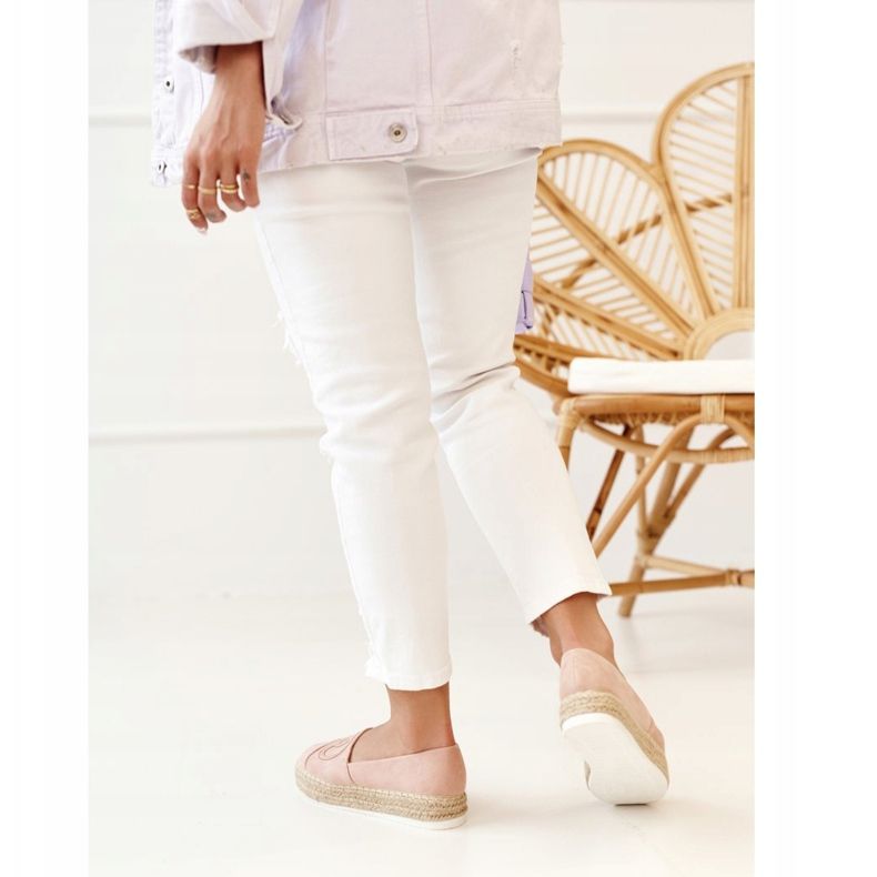 PS1 Women's Espadrilles On A Straw Platform Pink Febi 2