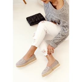 PS1 Women's Espadrilles On A Straw Platform Gray Febi grey 1
