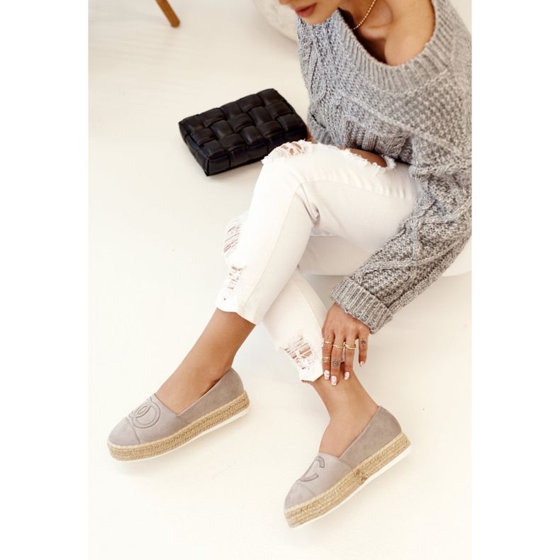 PS1 Women's Espadrilles On A Straw Platform Gray Febi grey 1