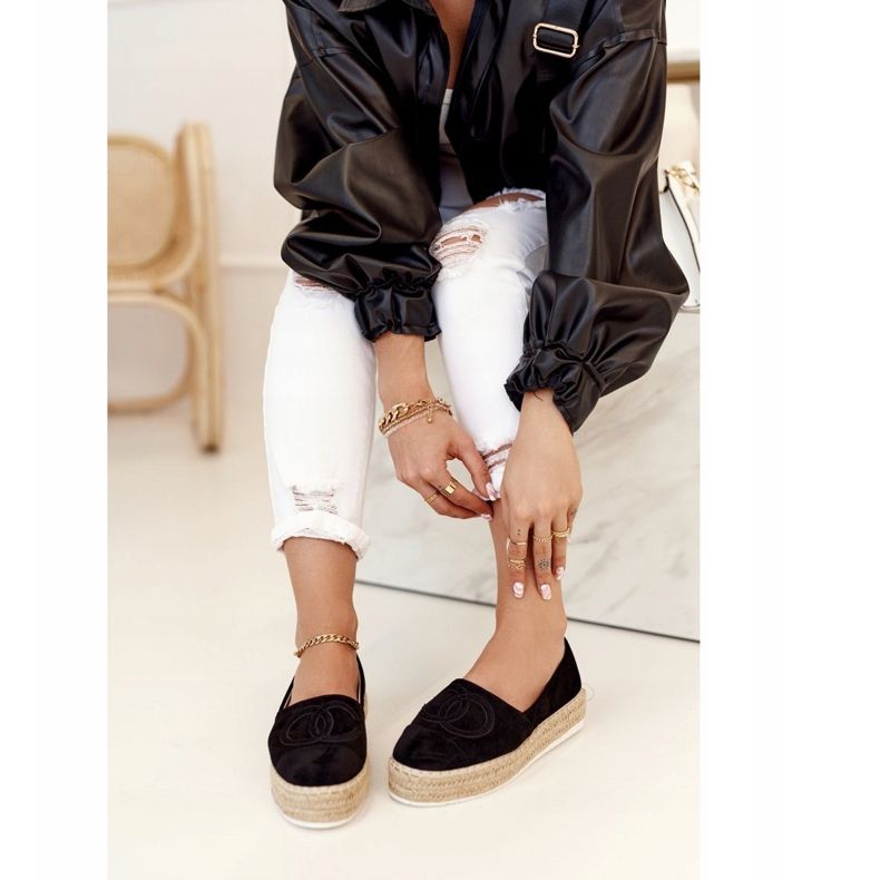 PS1 Women's Espadrilles On A Straw Platform Black Febi 1