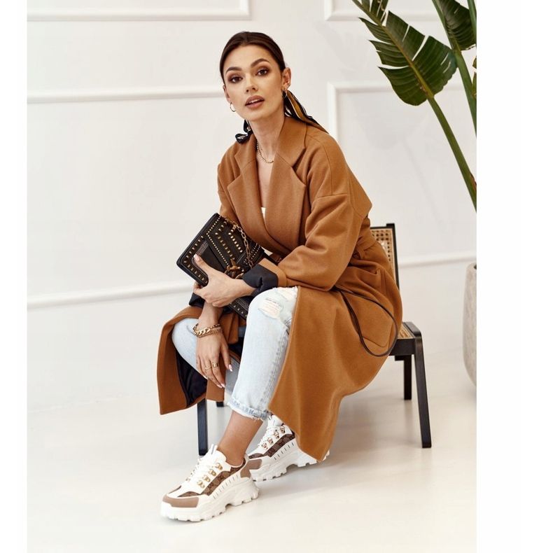 Women's Sneakers On A Massive Sole White Daydreamer beige brown golden 1