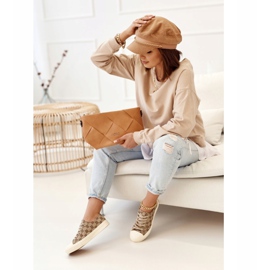 Women's Classic Logged Khaki Challenge Sneakers beige brown 1