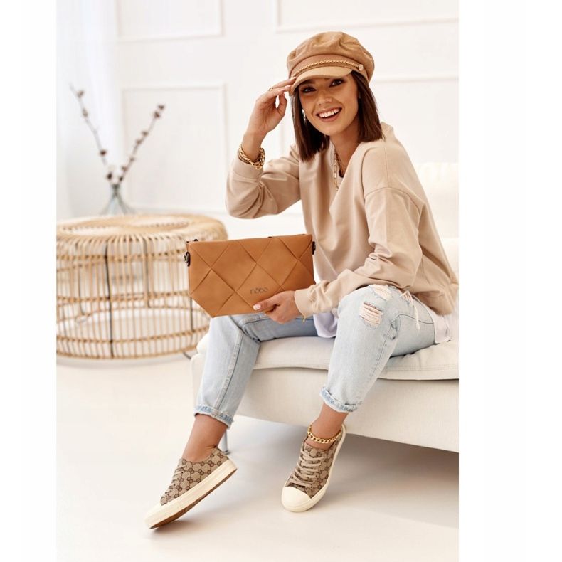 Women's Classic Logged Khaki Challenge Sneakers beige brown 2