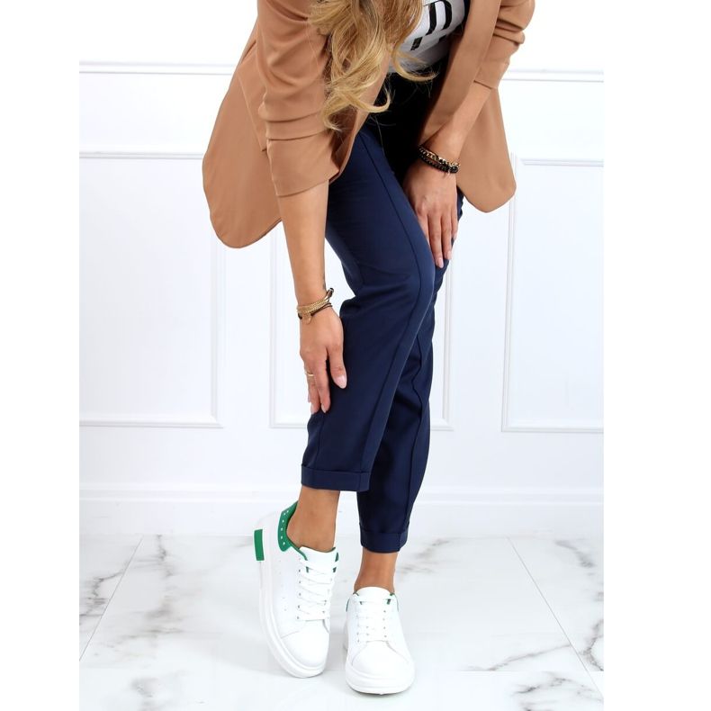 Women's white and green sneakers SC36 WHITE / GREEN 2