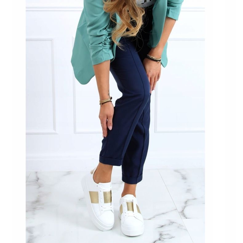 High-soled sneakers white and gold LA133P Gold golden 1 High-soled sneakers white and gold LA133P Gold golden 1
