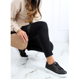 Black women's sneakers with studs LA124P Black 2