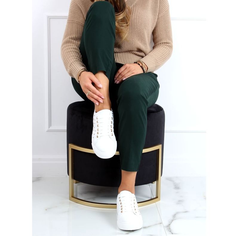 Women's sneakers with white studs LA124P Beige 2