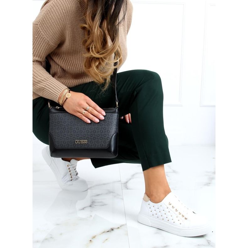 Women's sneakers with white studs LA124P Beige 1