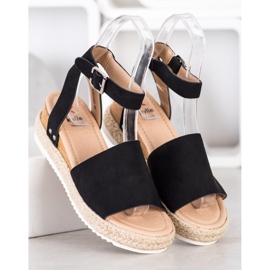 Kylie Black Wedge Sandals 2