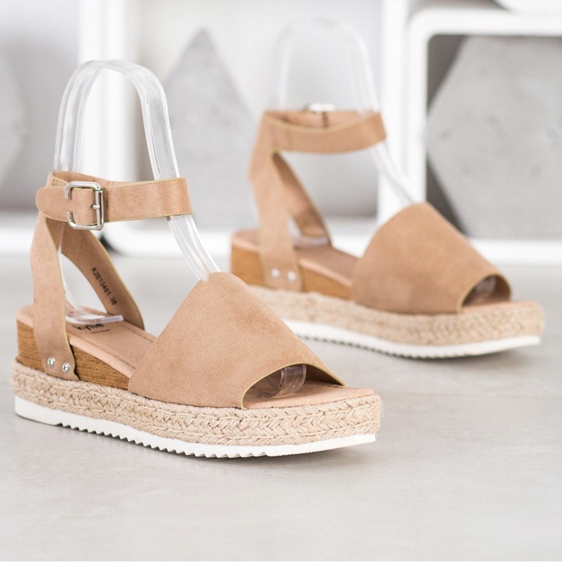 Kylie Beige Wedge Sandals brown 1