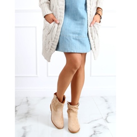 Beige boots on a hidden wedge B0-515 Khaki 1