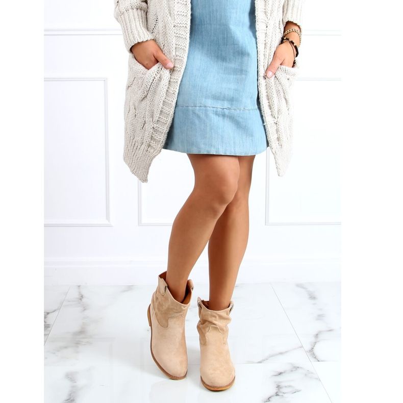 Beige boots on a hidden wedge B0-515 Khaki 1