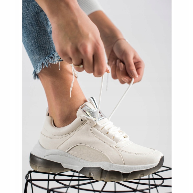 SHELOVET White Eco Leather Sneakers 2