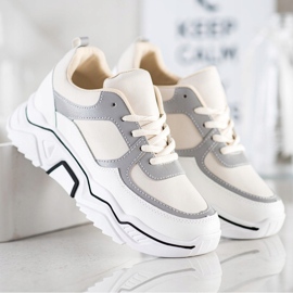 SHELOVET Comfortable sports sneakers white brown 2