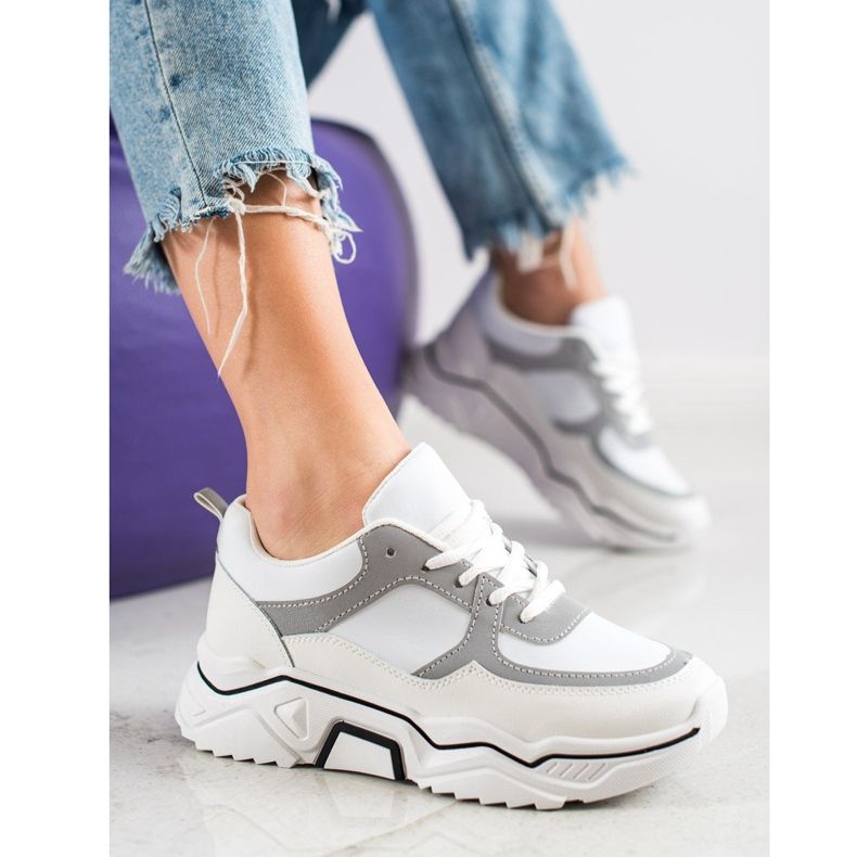 SHELOVET Comfortable sports sneakers white grey multicolored 1 SHELOVET Comfortable sports sneakers white grey multicolored 1