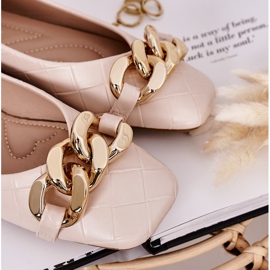 PS1 Elegant Quilted Ballerinas With Beige Coco Chain 1