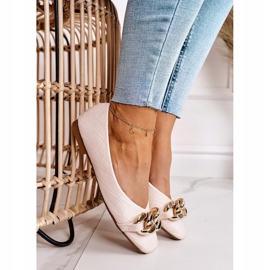 PS1 Elegant Quilted Ballerinas With Beige Coco Chain 2