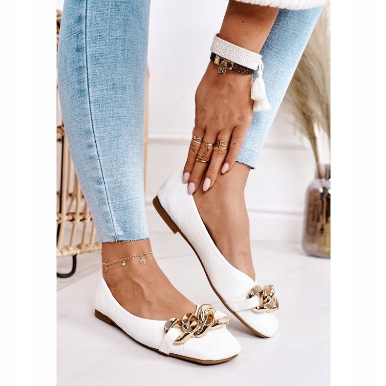 PS1 Elegant Quilted Ballerinas With White Coco Chain 2