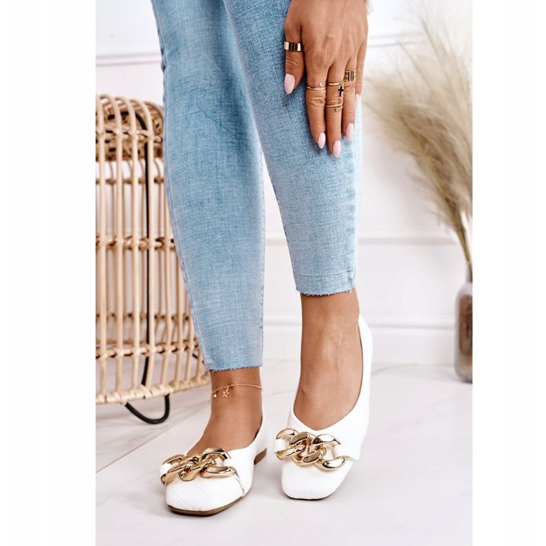 PS1 Elegant Quilted Ballerinas With White Coco Chain 1