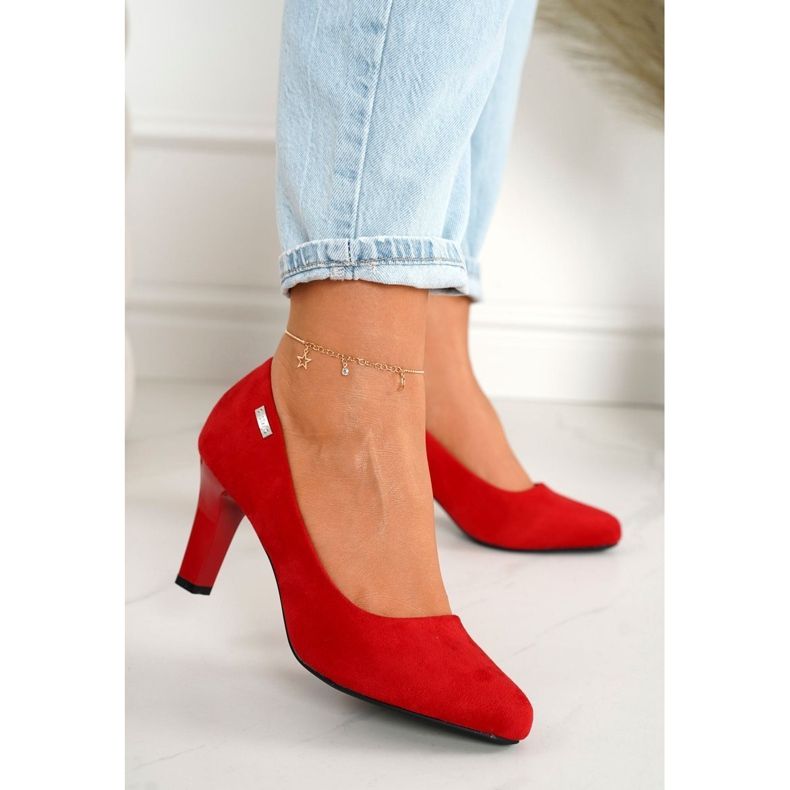 PJ1 Classic Pumps On A Bar Suede Red Eleanor 2